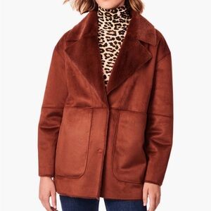 Bernardo Faux Suede Shearling Coat